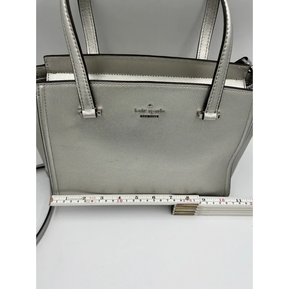 Kate Spade Purse Patterson Drive Geraldine Satchel Bag Metallic Silver Pebbled